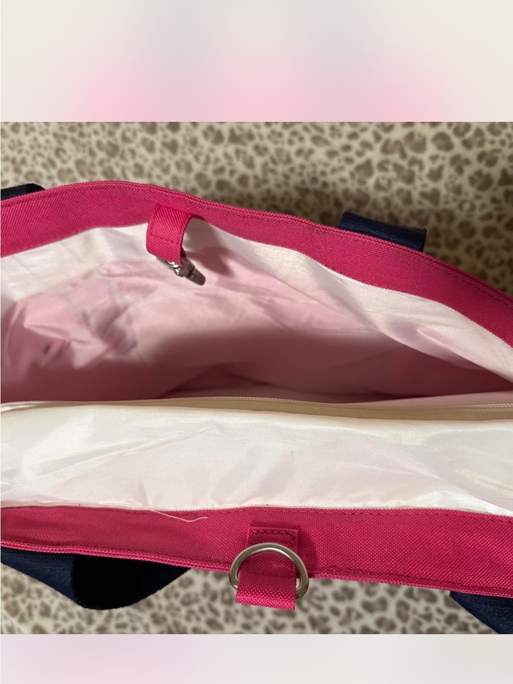 Life Is Good Pink and Navy Canvas Tote